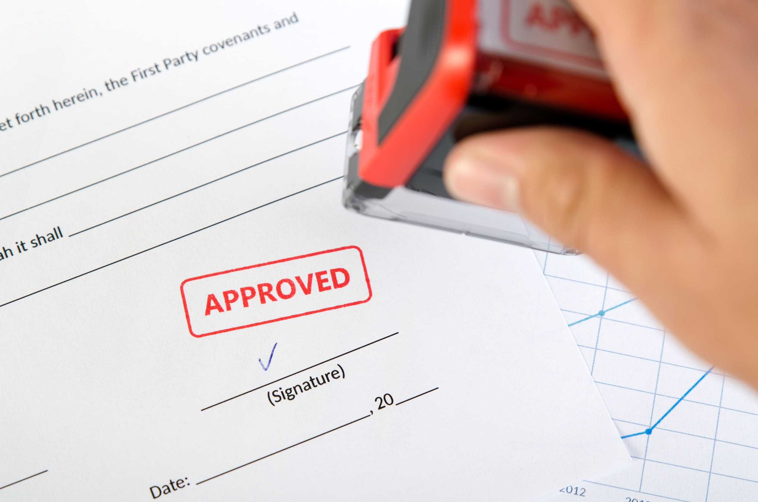 Automatic Stamp On The Contract Document Approved