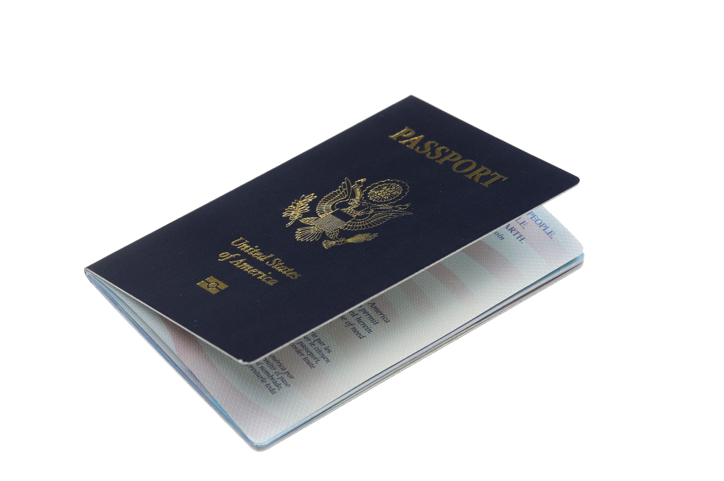 Close Up On Passport Of Usa Isolated