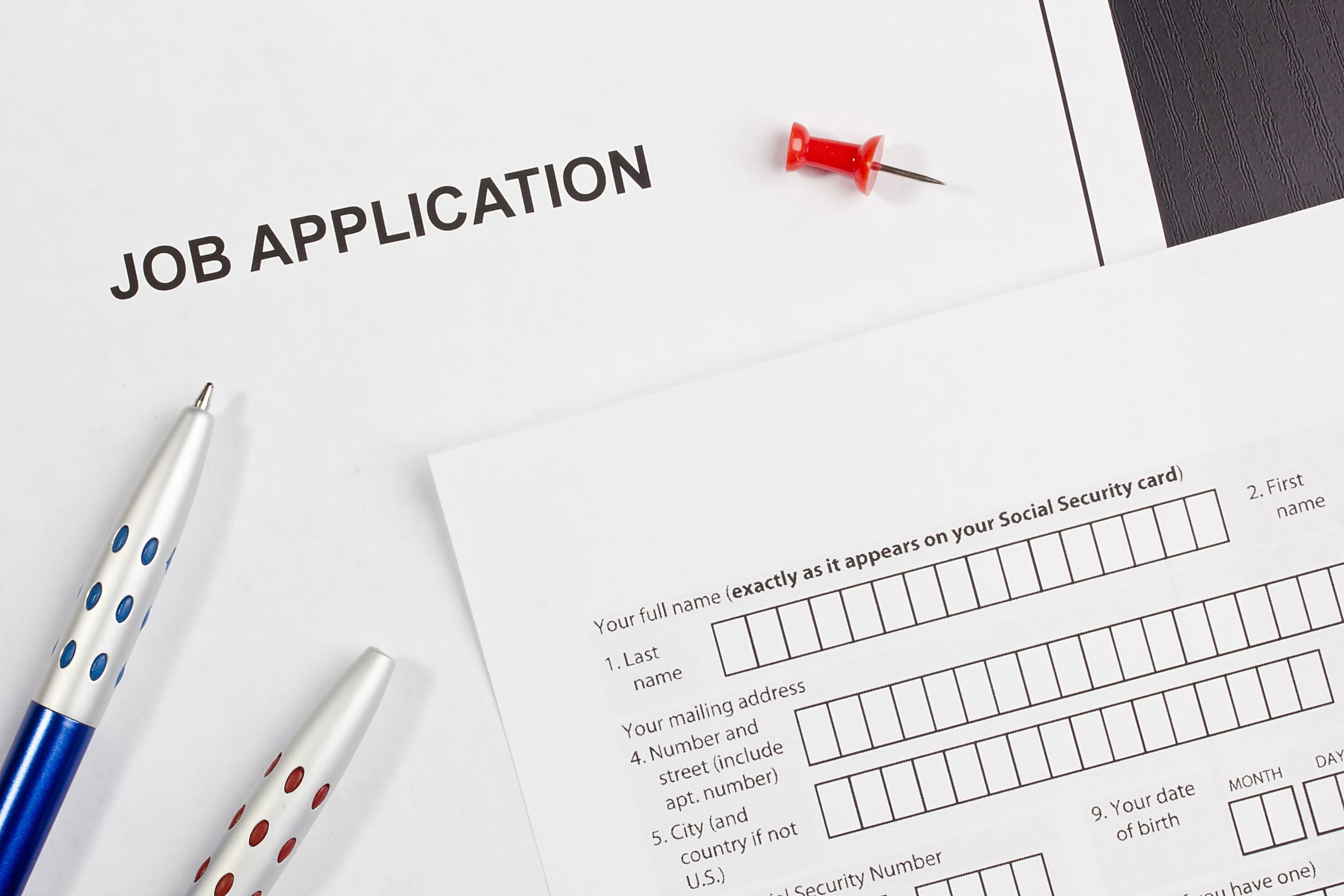 Directly Above Photograph Of A Job Application