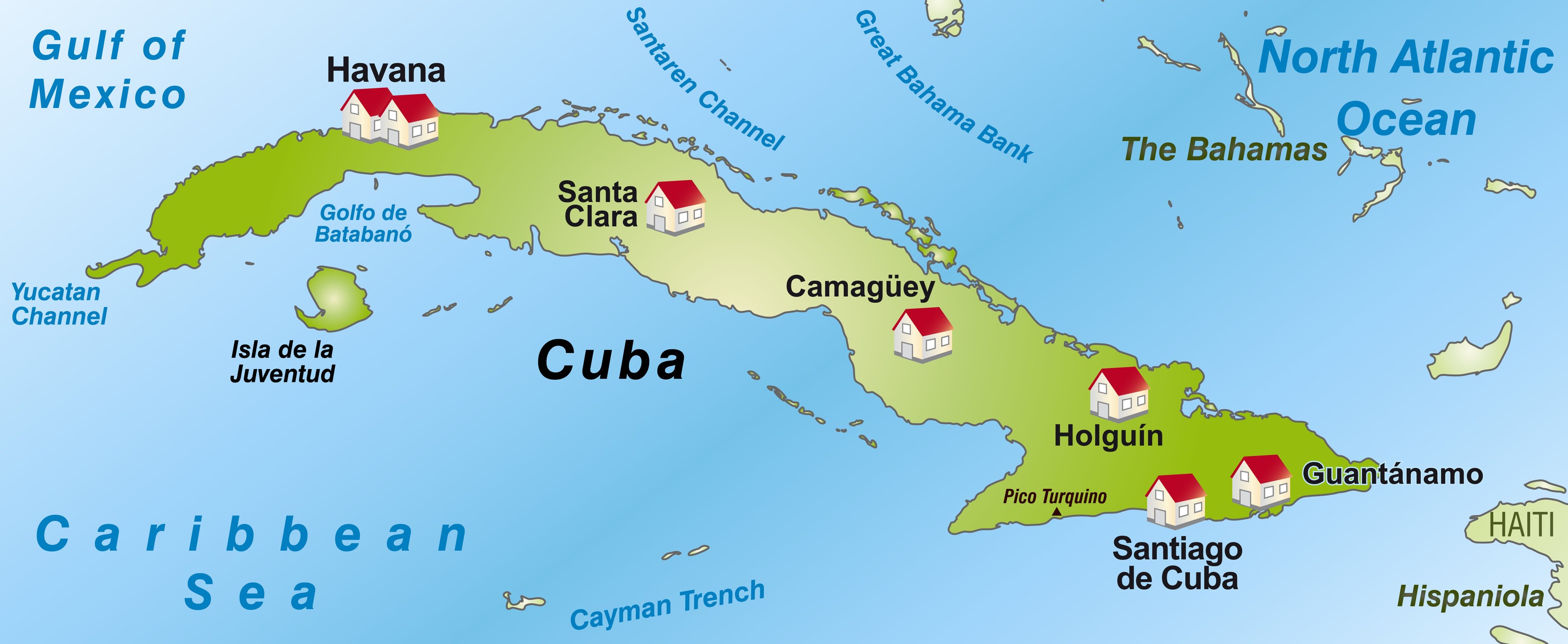 Map Of Cuba As An Infographic In Green