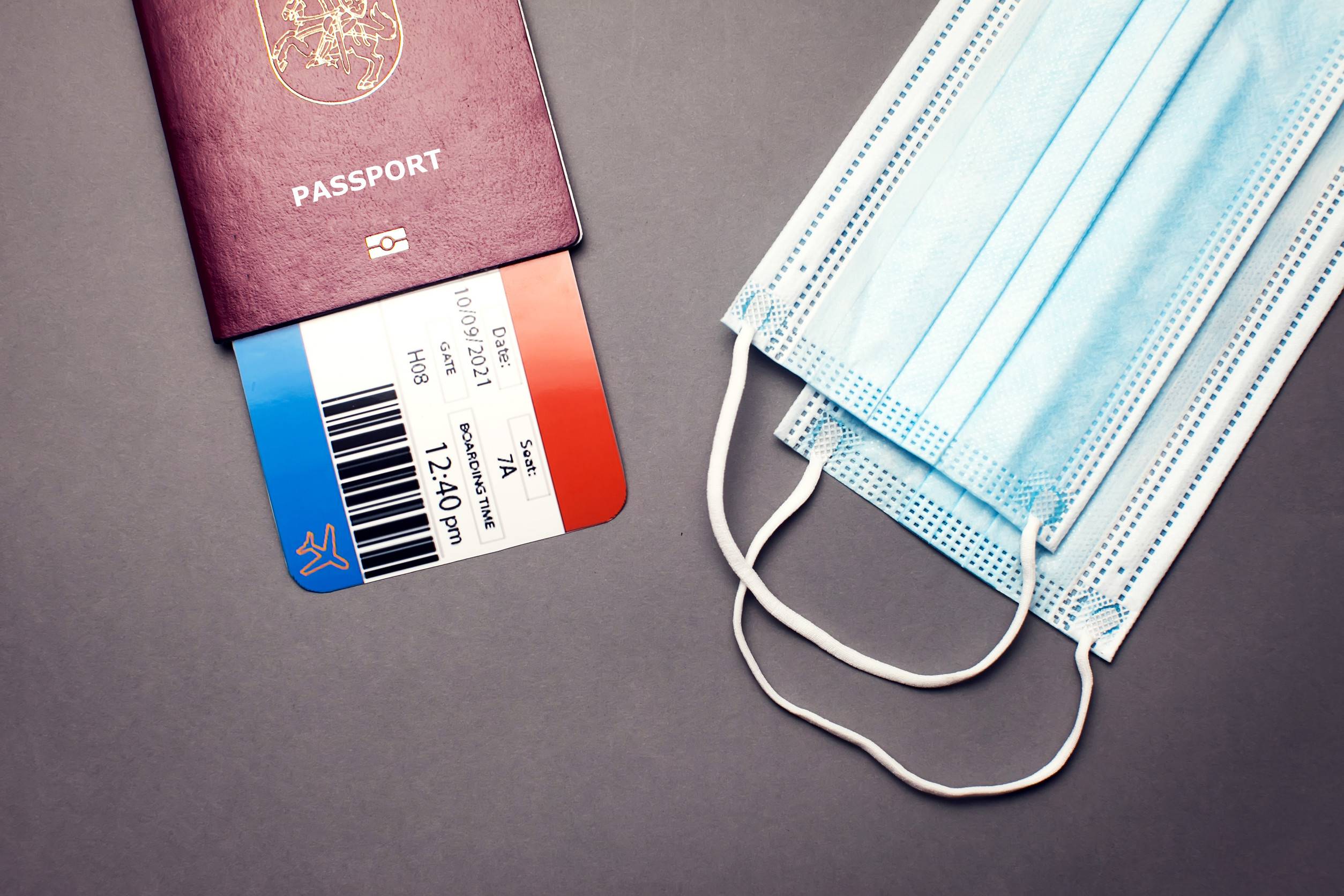 Pandemic Passport With Airline Ticket Medical Masks